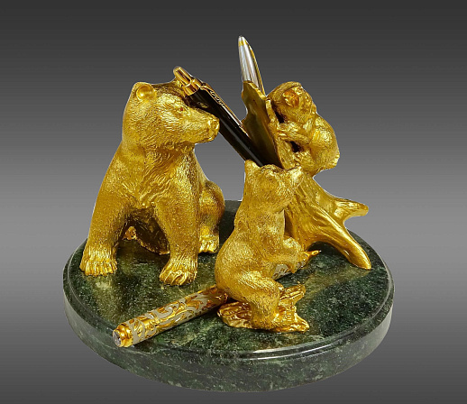 Бронзовая карандашница "Медведи" купить с доставкой Бронзовая карандашница "Медведи"